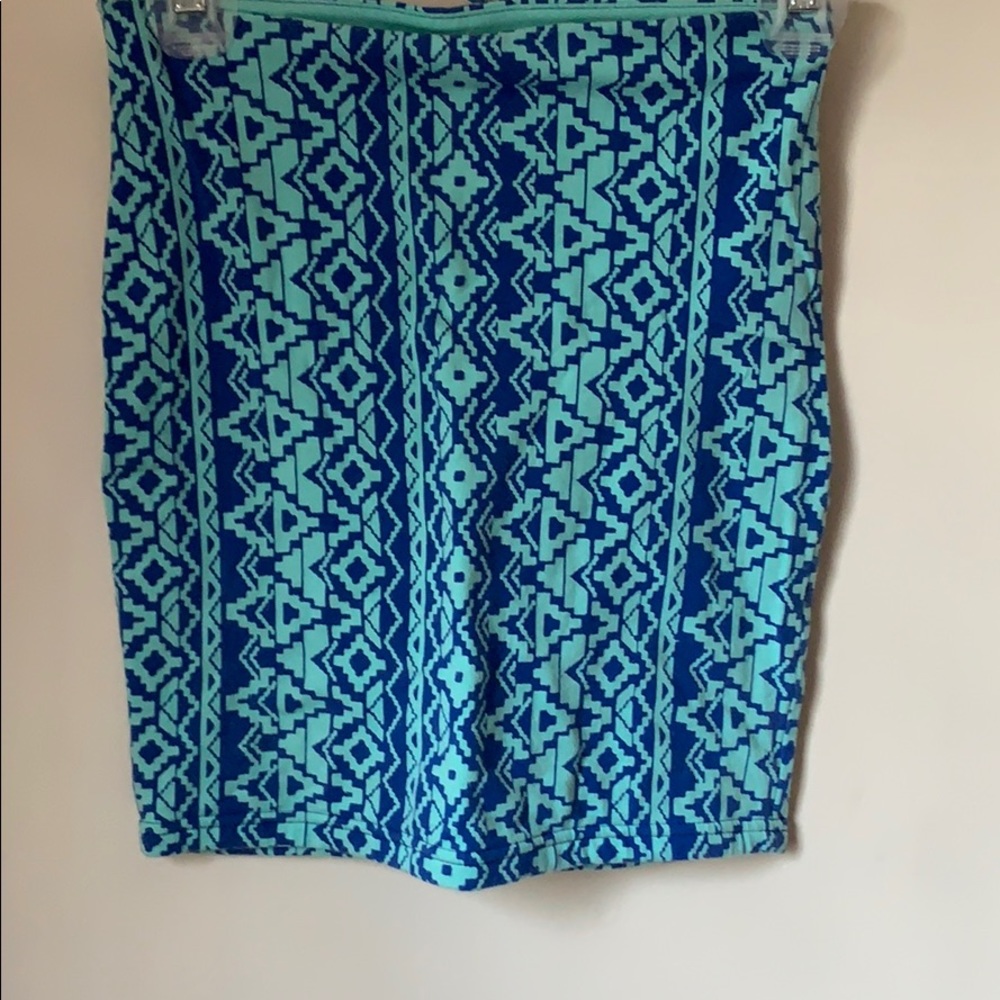 Blue Mini Pencil Skirt